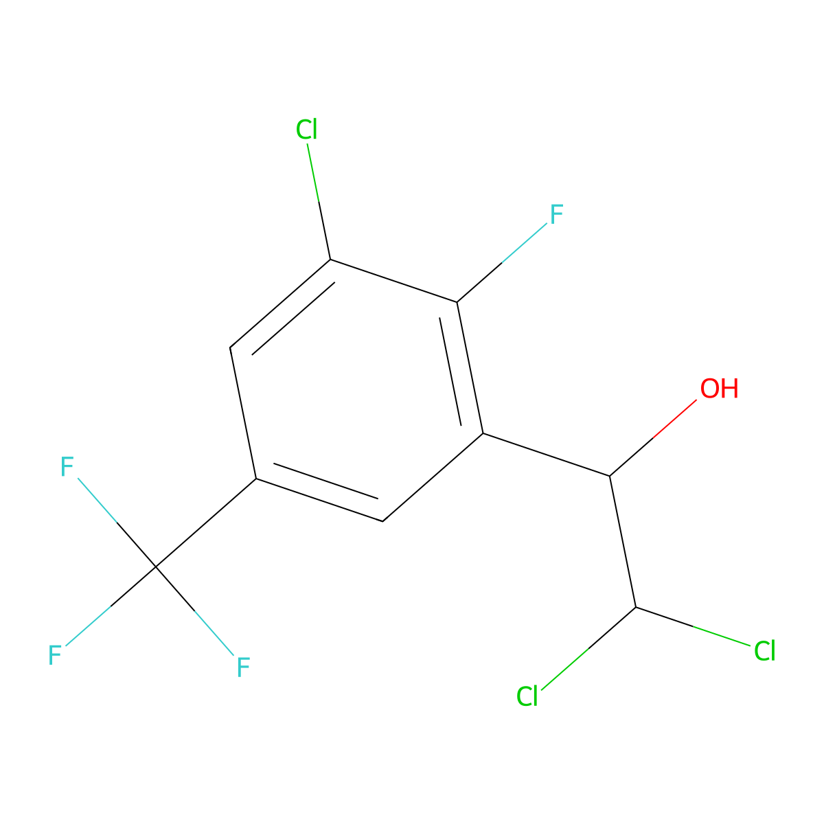 2,2-Dichloro-1-(3-chloro-2-fluoro-5-(trifluoromethyl)phenyl)ethanol molecular structure, CAS 2755718-28-4