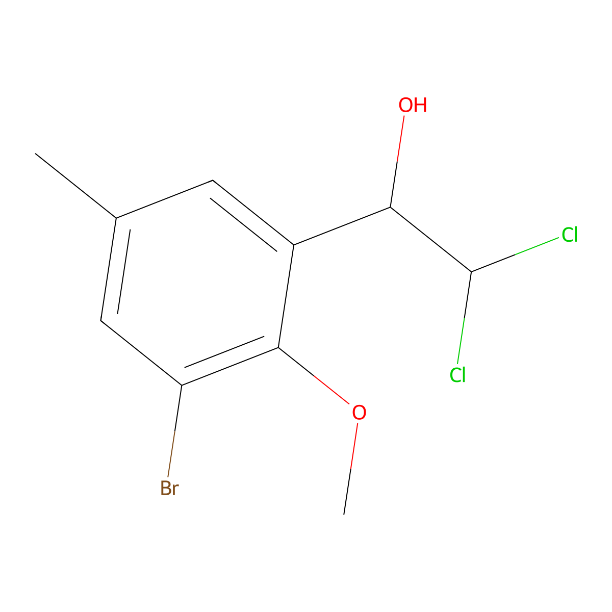 1-(3-Bromo-2-methoxy-5-methylphenyl)-2,2-dichloroethanol molecular structure, CAS 2755718-29-5