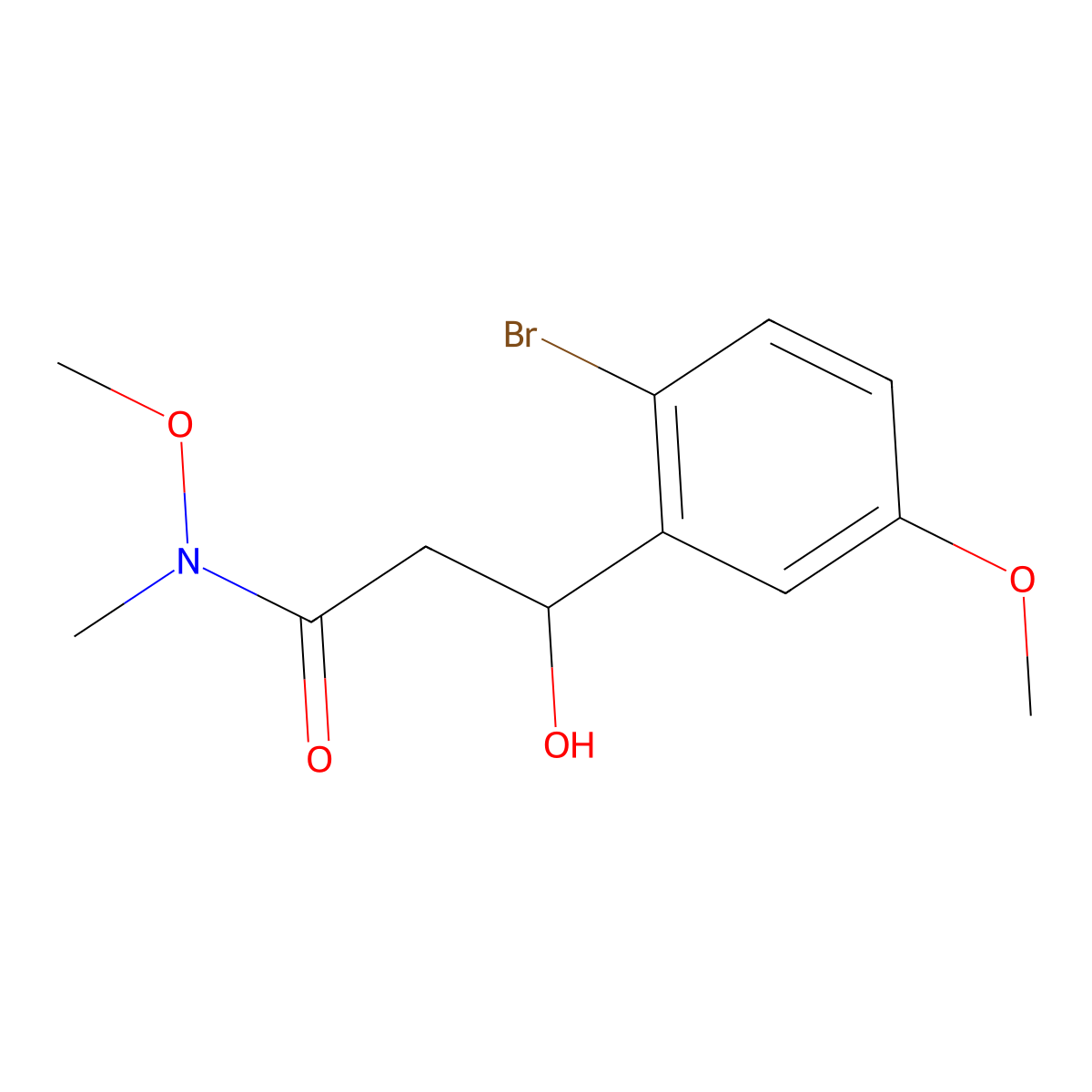 3-(2-Bromo-5-methoxyphenyl)-3-hydroxy-N-methoxy-N-methylpropanamide molecular structure, CAS 2755718-30-8