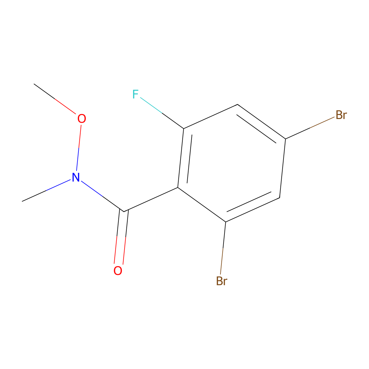 2,4-Dibromo-6-fluoro-N-methoxy-N-methylbenzamide molecular structure, CAS 2755718-32-0
