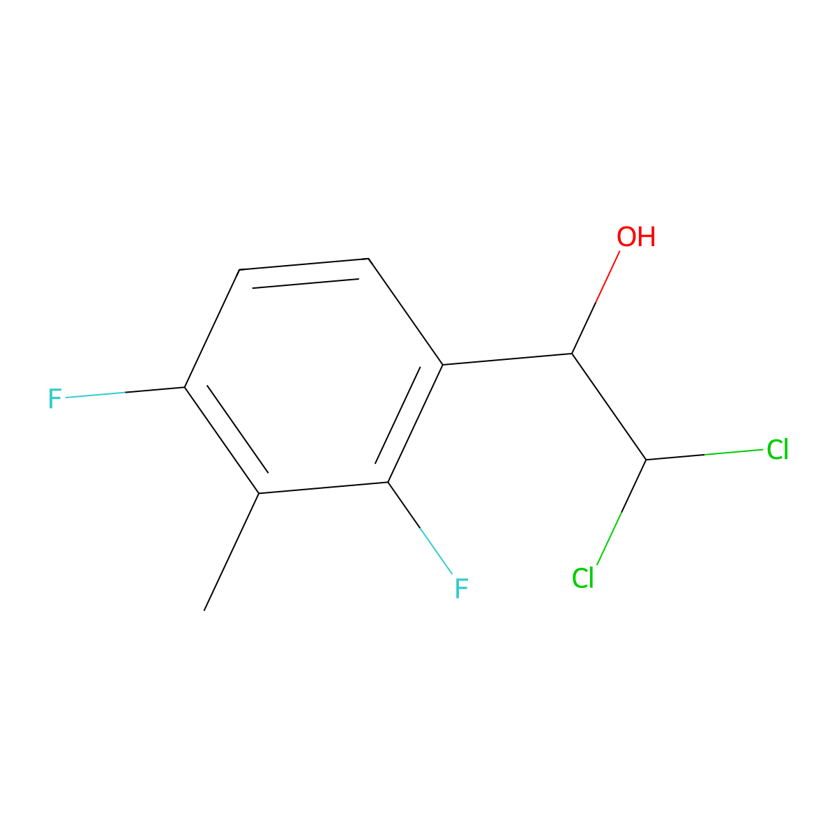 2,2-Dichloro-1-(2,4-difluoro-3-methylphenyl)ethanol molecular structure, CAS 2755718-33-1