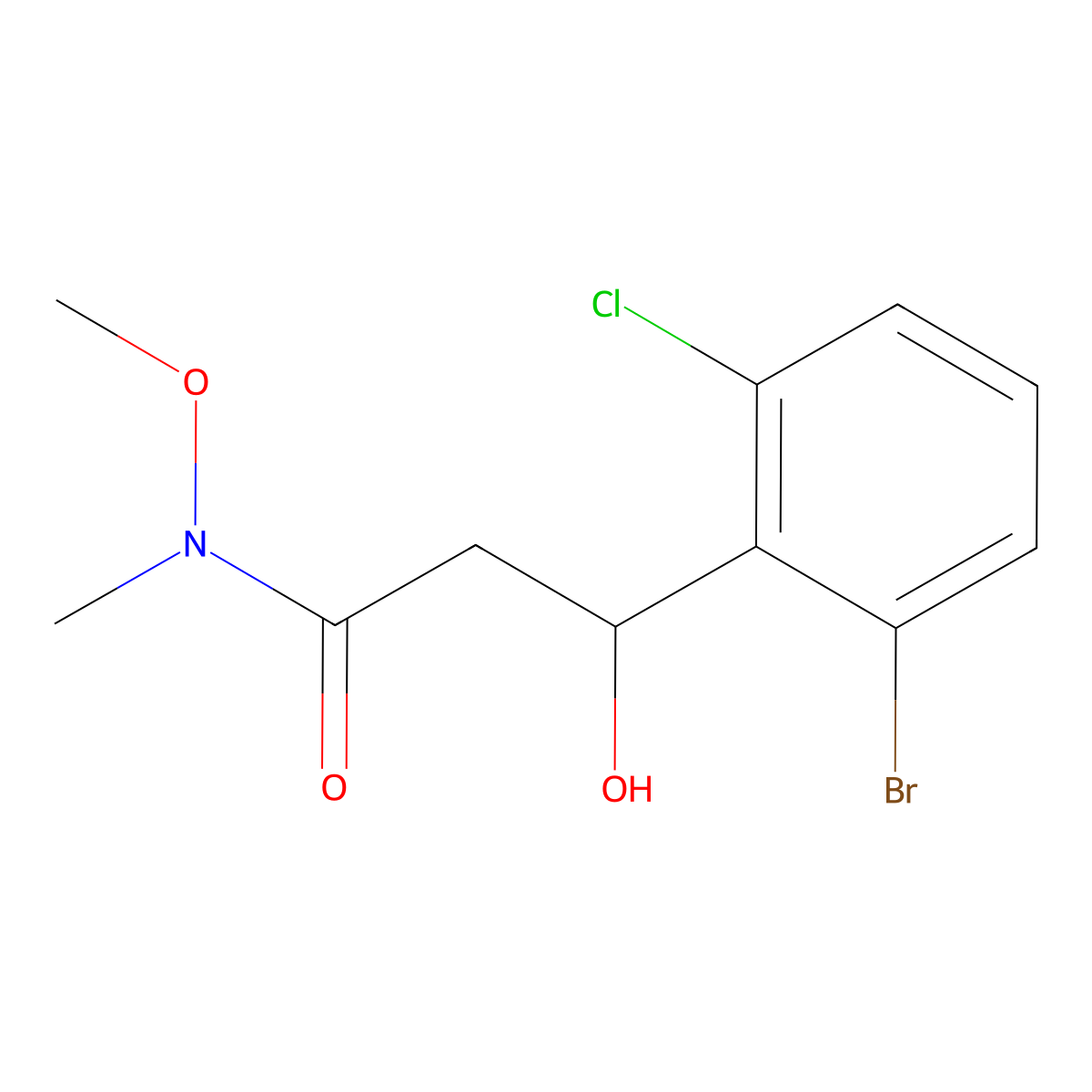 3-(2-Bromo-6-chlorophenyl)-3-hydroxy-N-methoxy-N-methylpropanamide molecular structure, CAS 2755718-38-6