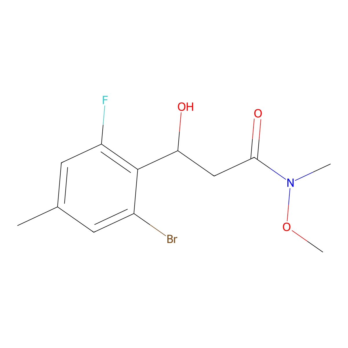 3-(2-Bromo-6-fluoro-4-methylphenyl)-3-hydroxy-N-methoxy-N-methylpropanamide molecular structure, CAS 2755718-41-1