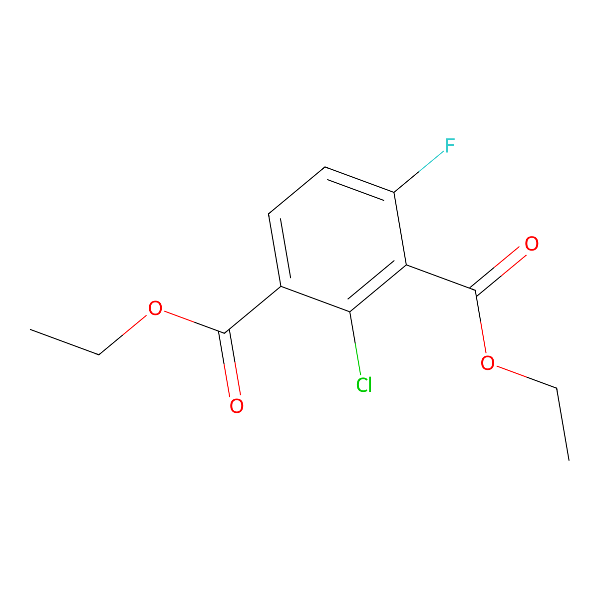 Diethyl 2-chloro-4-fluoroisophthalate molecular structure, CAS 2755718-47-7