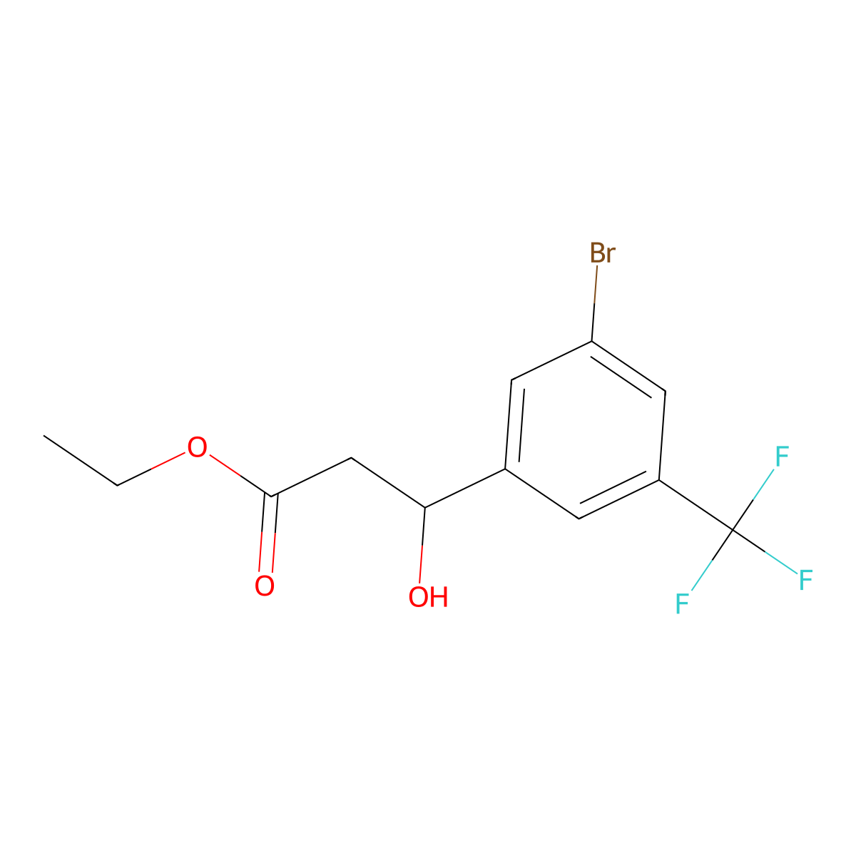 Ethyl 3-(3-bromo-5-(trifluoromethyl)phenyl)-3-hydroxypropanoate molecular structure, CAS 2755718-48-8