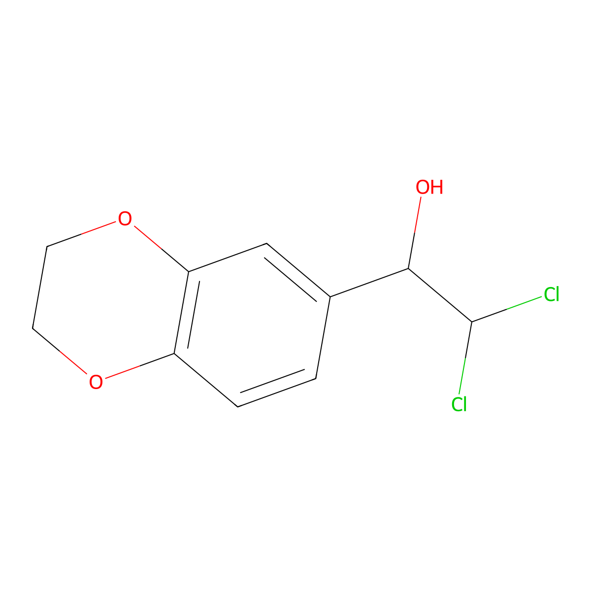 2,2-Dichloro-1-(2,3-dihydrobenzo[b][1,4]dioxin-6-yl)ethanol molecular structure, CAS 2755718-49-9