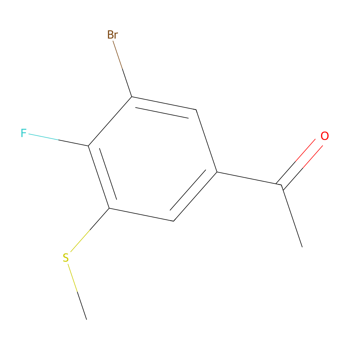 1-(3-Bromo-4-fluoro-5-(methylthio)phenyl)ethanone molecular structure, CAS 2755718-65-9