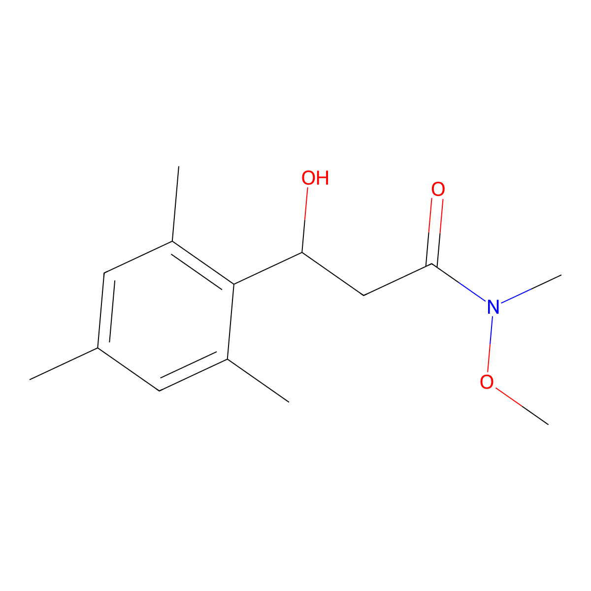 3-Hydroxy-3-mesityl-N-methoxy-N-methylpropanamide molecular structure, CAS 2755718-69-3