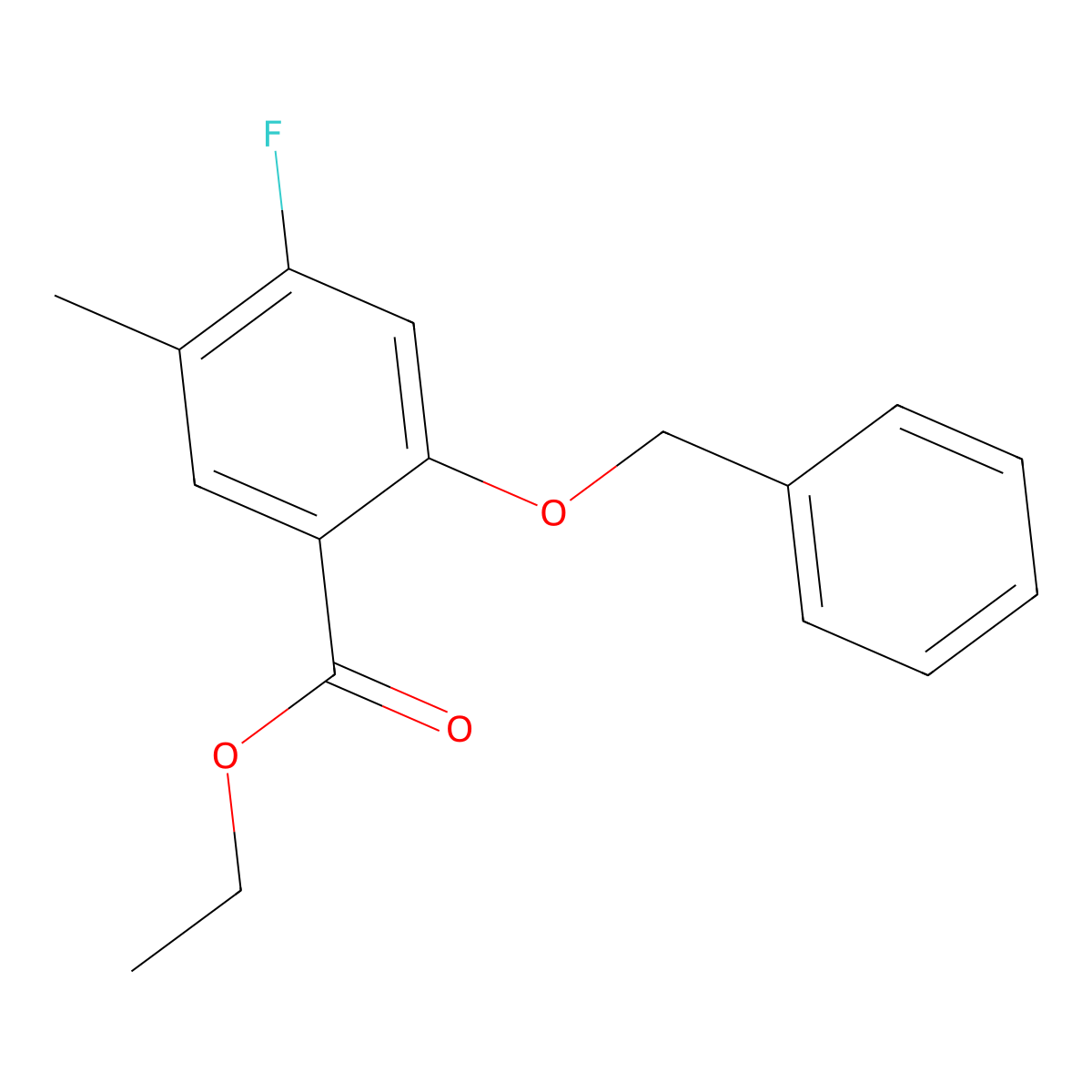 Ethyl 2-(benzyloxy)-4-fluoro-5-methylbenzoate molecular structure, CAS 2755718-98-8