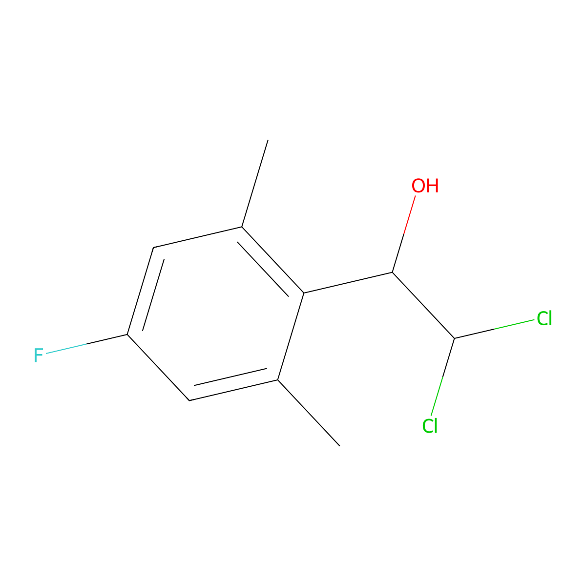 2,2-Dichloro-1-(4-fluoro-2,6-dimethylphenyl)ethanol molecular structure, CAS 2755719-11-8