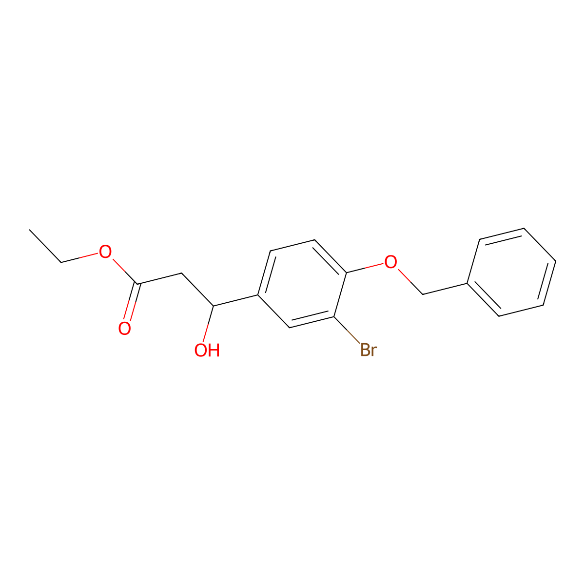 Ethyl 3-(4-(benzyloxy)-3-bromophenyl)-3-hydroxypropanoate molecular structure, CAS 2755719-12-9