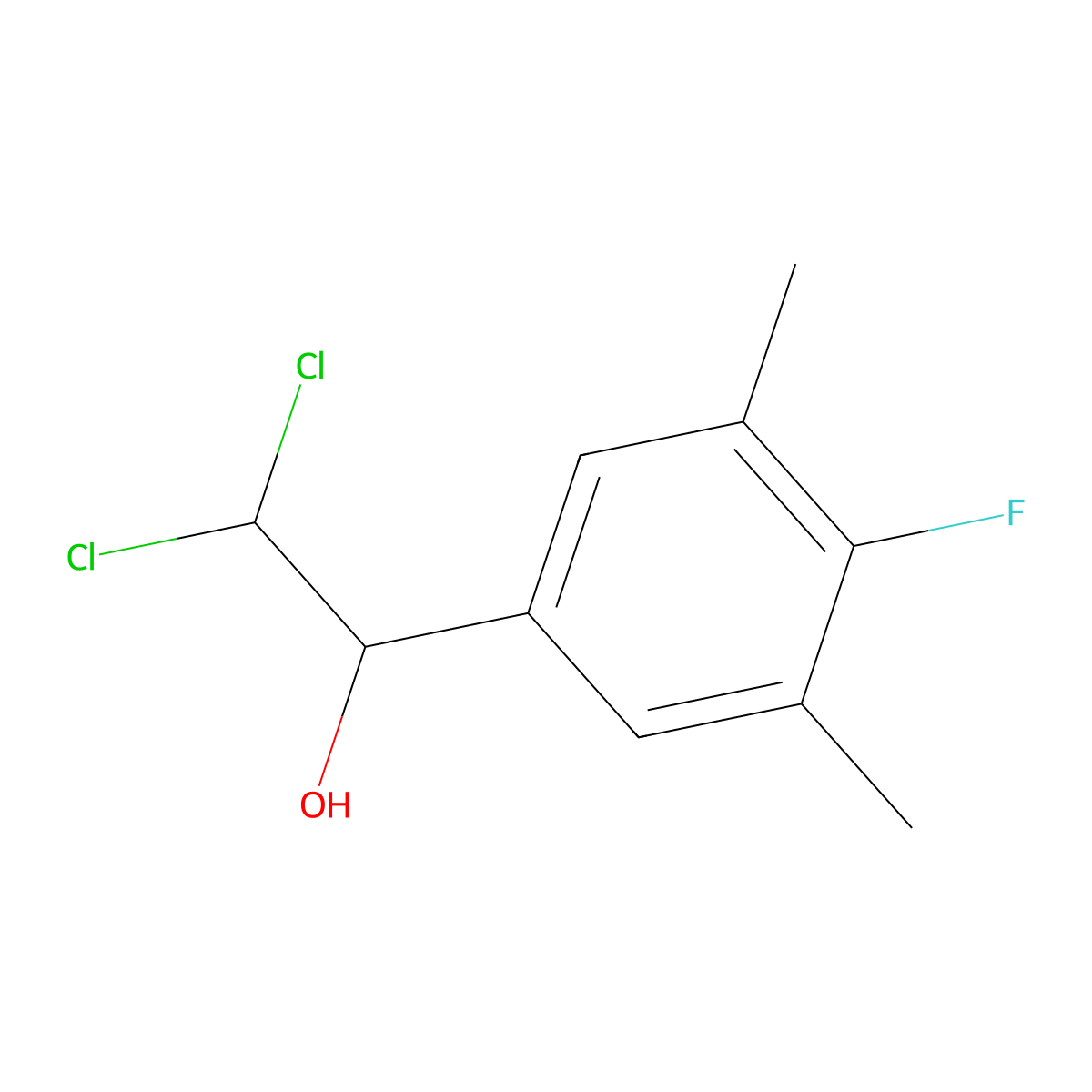 2,2-Dichloro-1-(4-fluoro-3,5-dimethylphenyl)ethanol molecular structure, CAS 2755719-13-0