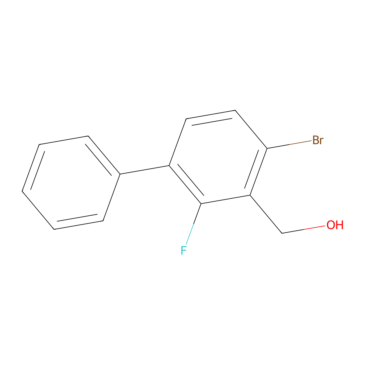(4-Bromo-2-fluoro-[1,1'-biphenyl]-3-yl)methanol molecular structure, CAS 2755719-18-5