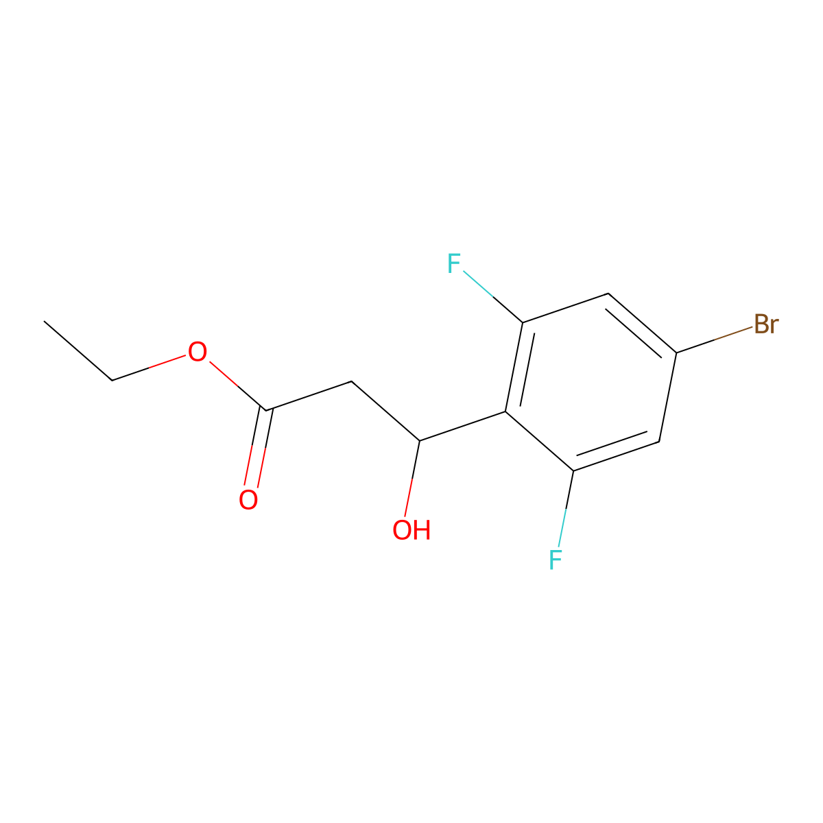 Ethyl 3-(4-bromo-2,6-difluorophenyl)-3-hydroxypropanoate molecular structure, CAS 2755719-21-0