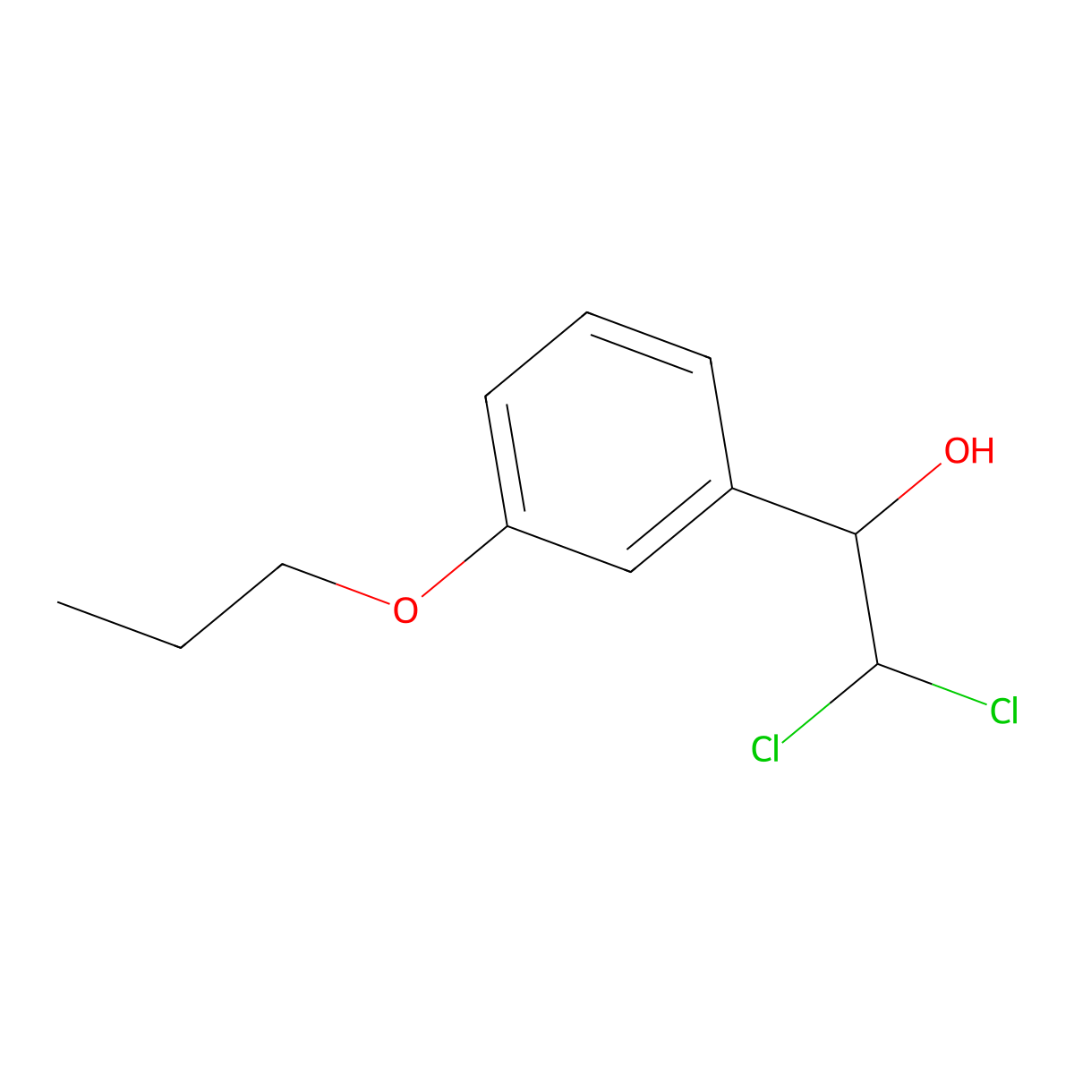 2,2-Dichloro-1-(3-propoxyphenyl)ethanol molecular structure, CAS 2755719-25-4