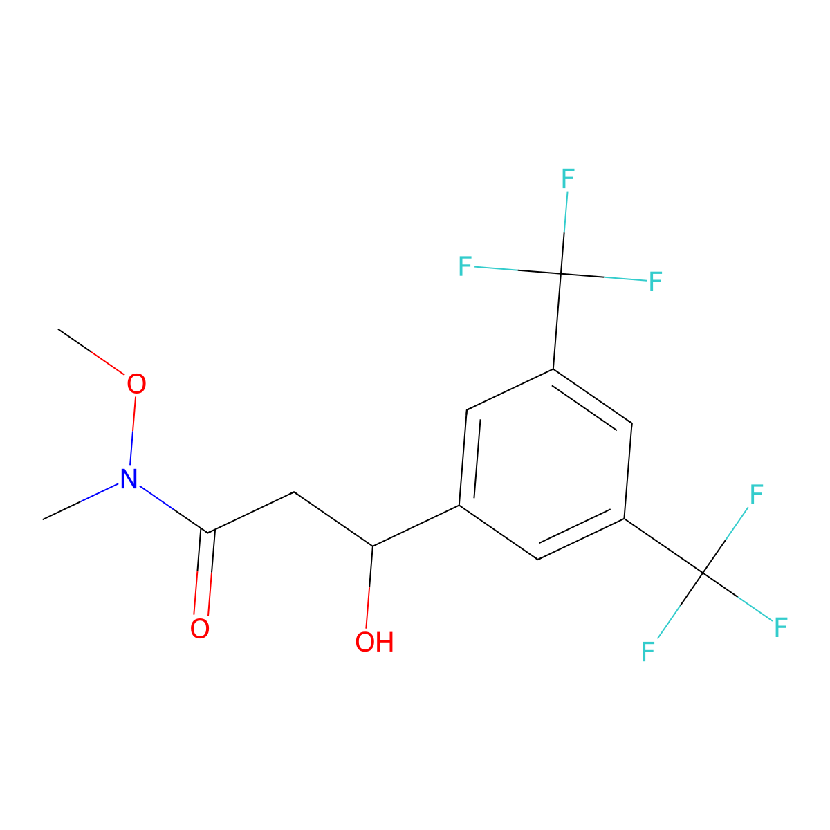 3-(3,5-Bis(trifluoromethyl)phenyl)-3-hydroxy-N-methoxy-N-methylpropanamide molecular structure, CAS 2755719-35-6