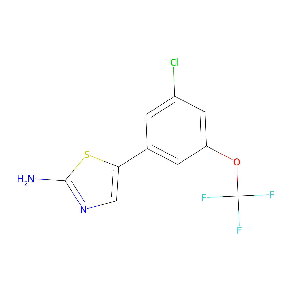 5-(3-Chloro-5-(trifluoromethoxy)phenyl)thiazol-2-amine molecular structure, CAS 2755719-38-9