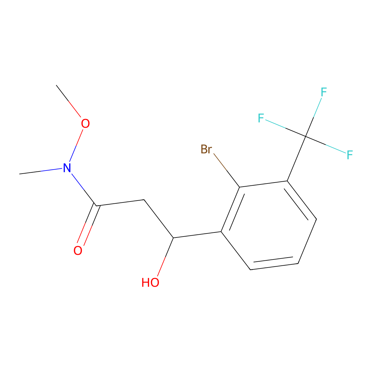 3-(2-Bromo-3-(trifluoromethyl)phenyl)-3-hydroxy-N-methoxy-N-methylpropanamide molecular structure, CAS 2755719-43-6