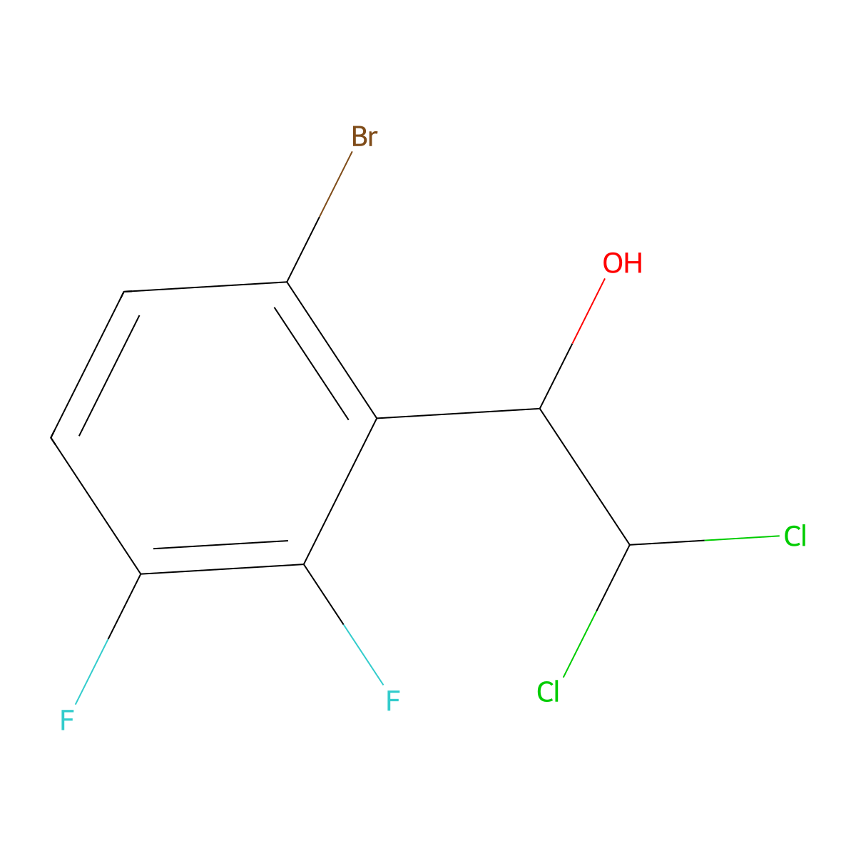 1-(6-Bromo-2,3-difluorophenyl)-2,2-dichloroethanol molecular structure, CAS 2755719-56-1