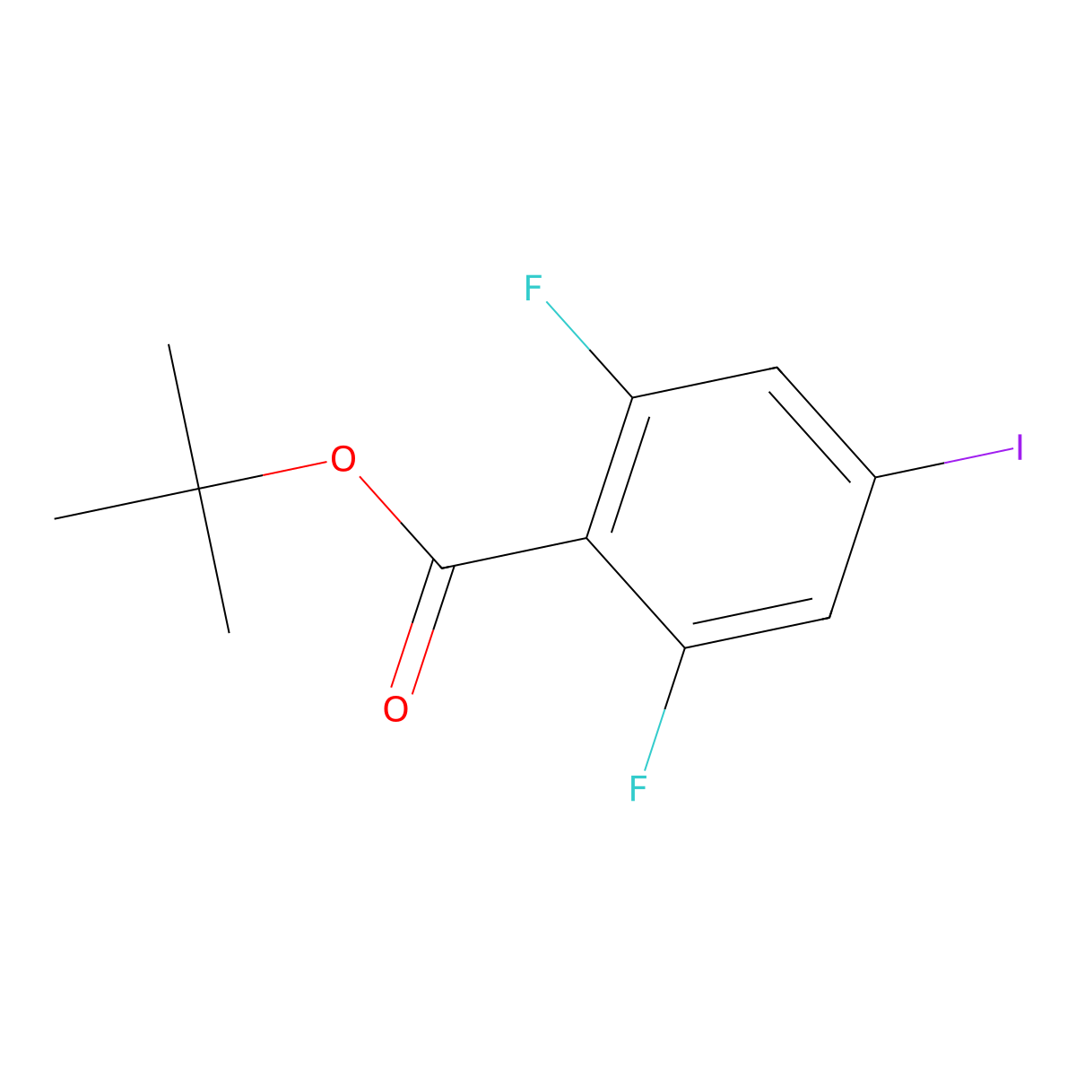 Tert-butyl 2,6-difluoro-4-iodobenzoate molecular structure, CAS 2755719-63-0