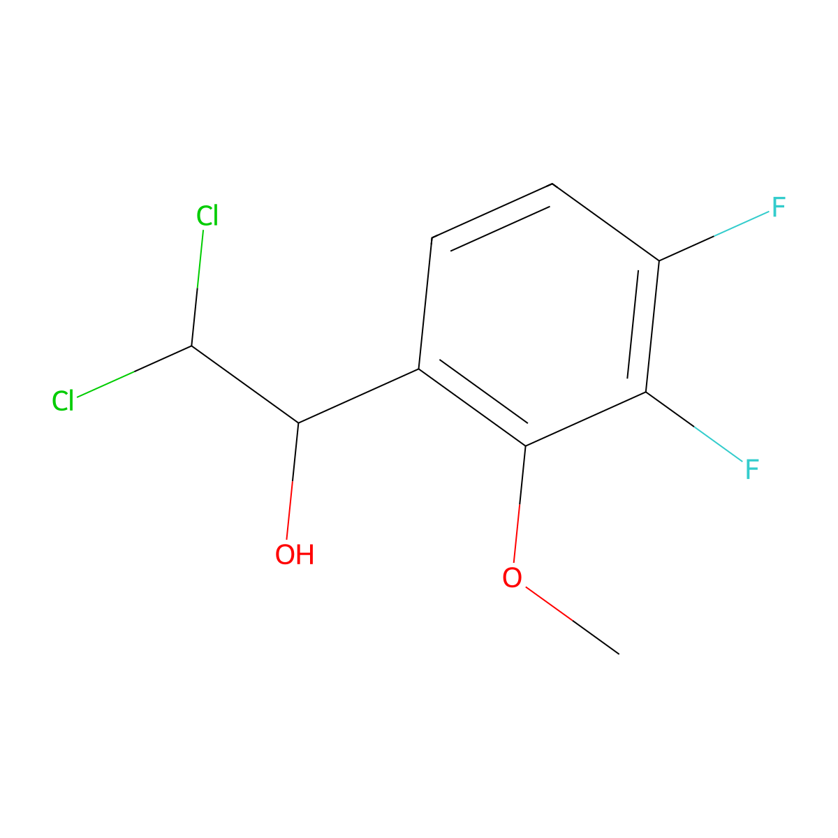 2,2-Dichloro-1-(3,4-difluoro-2-methoxyphenyl)ethanol molecular structure, CAS 2755719-85-6