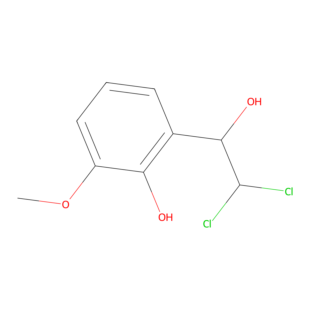 2-(2,2-Dichloro-1-hydroxyethyl)-6-methoxyphenol molecular structure, CAS 2755720-36-4