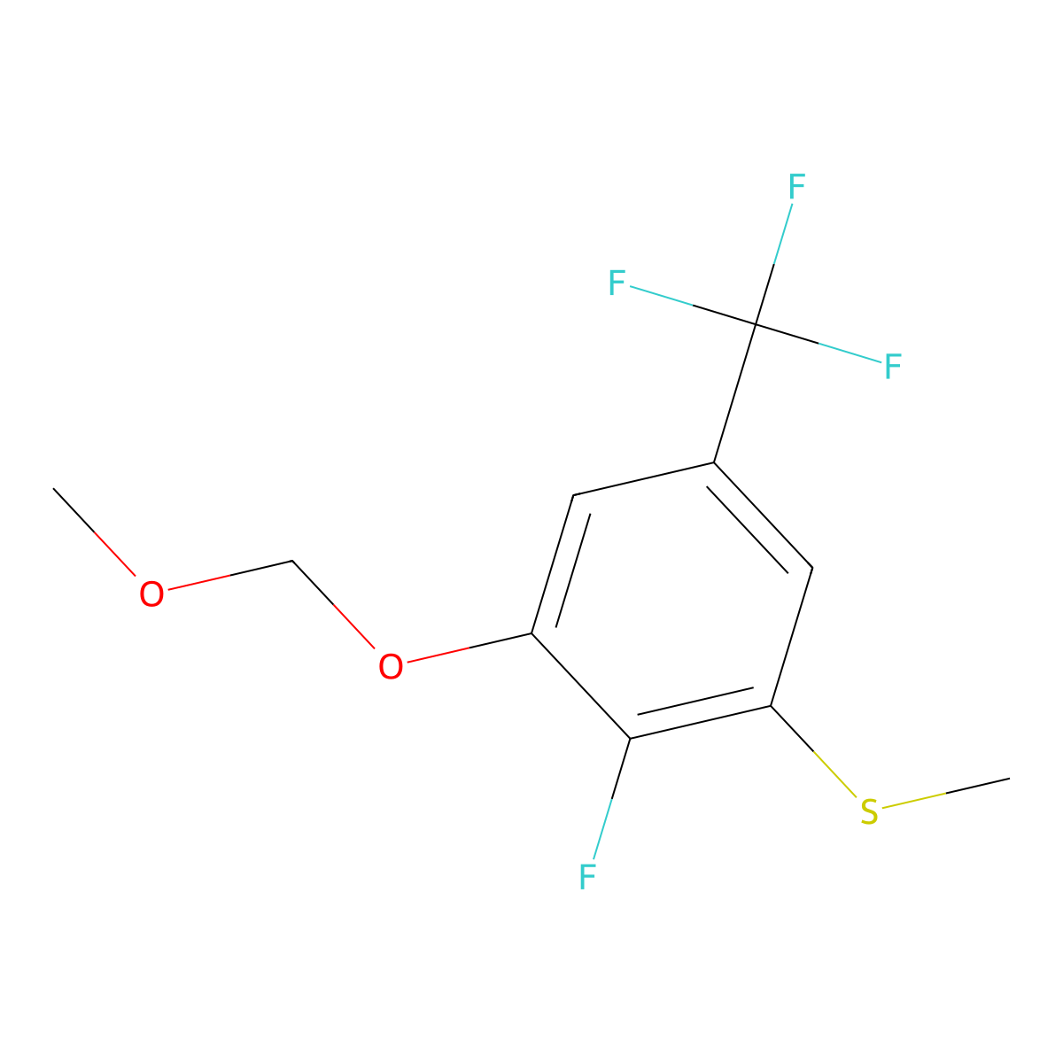 (2-Fluoro-3-(methoxymethoxy)-5-(trifluoromethyl)phenyl)(methyl)sulfane molecular structure, CAS 2755720-79-5
