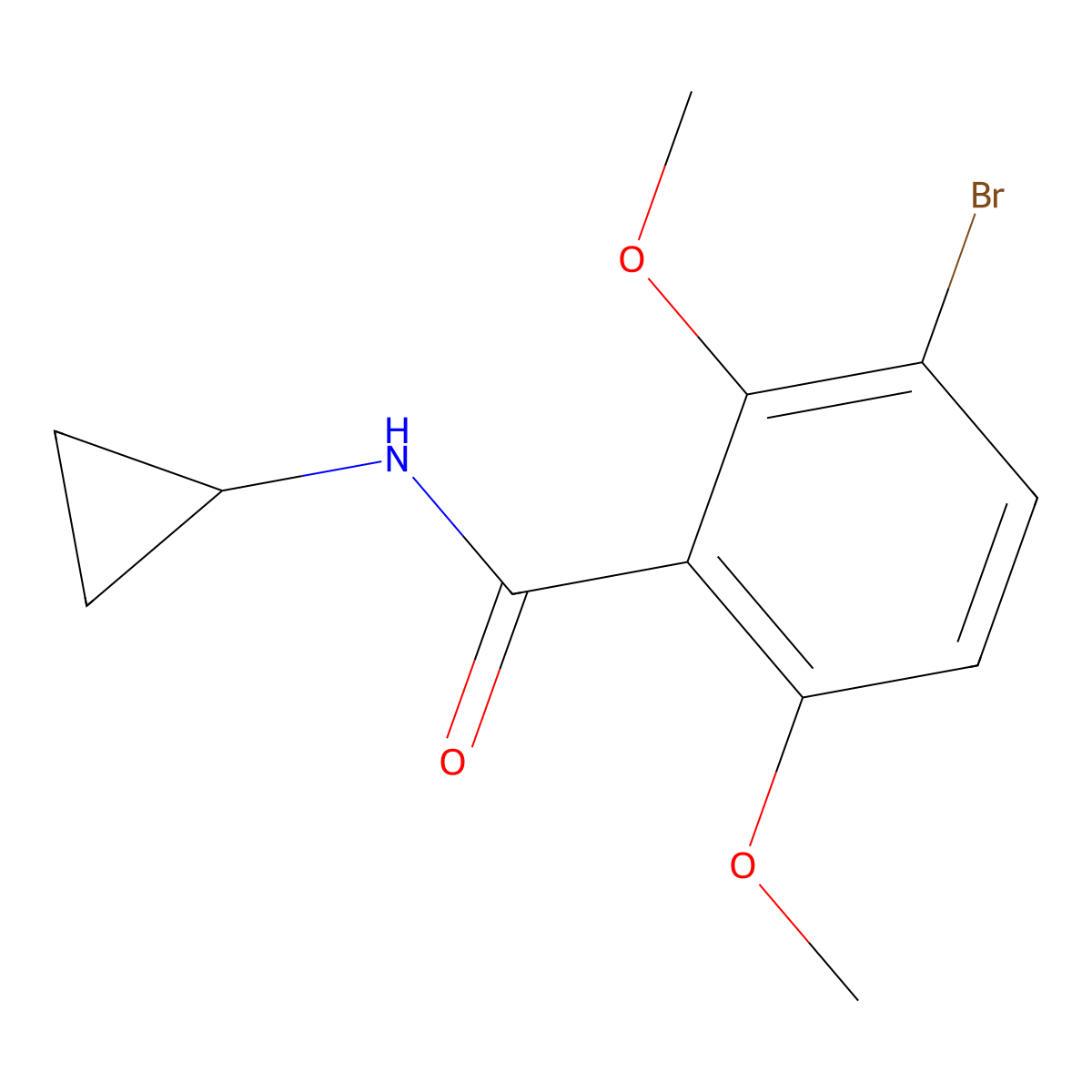 3-bromo-N-cyclopropyl-2,6-dimethoxybenzamide molecular structure, CAS 2755720-86-4