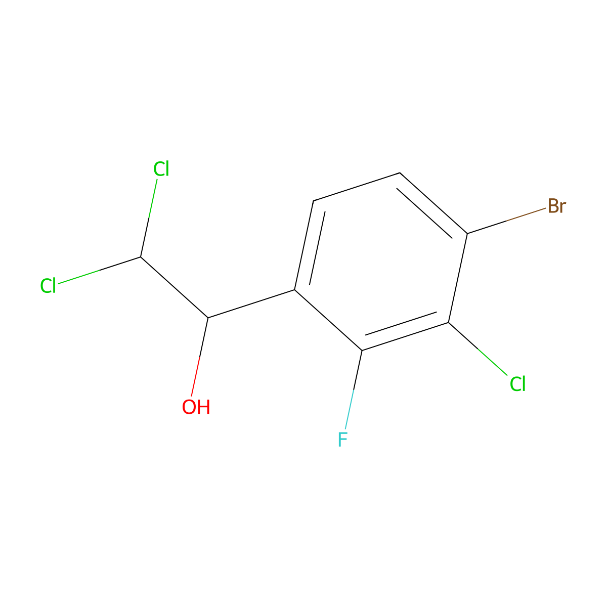 1-(4-Bromo-3-chloro-2-fluorophenyl)-2,2-dichloroethanol molecular structure, CAS 2755720-88-6