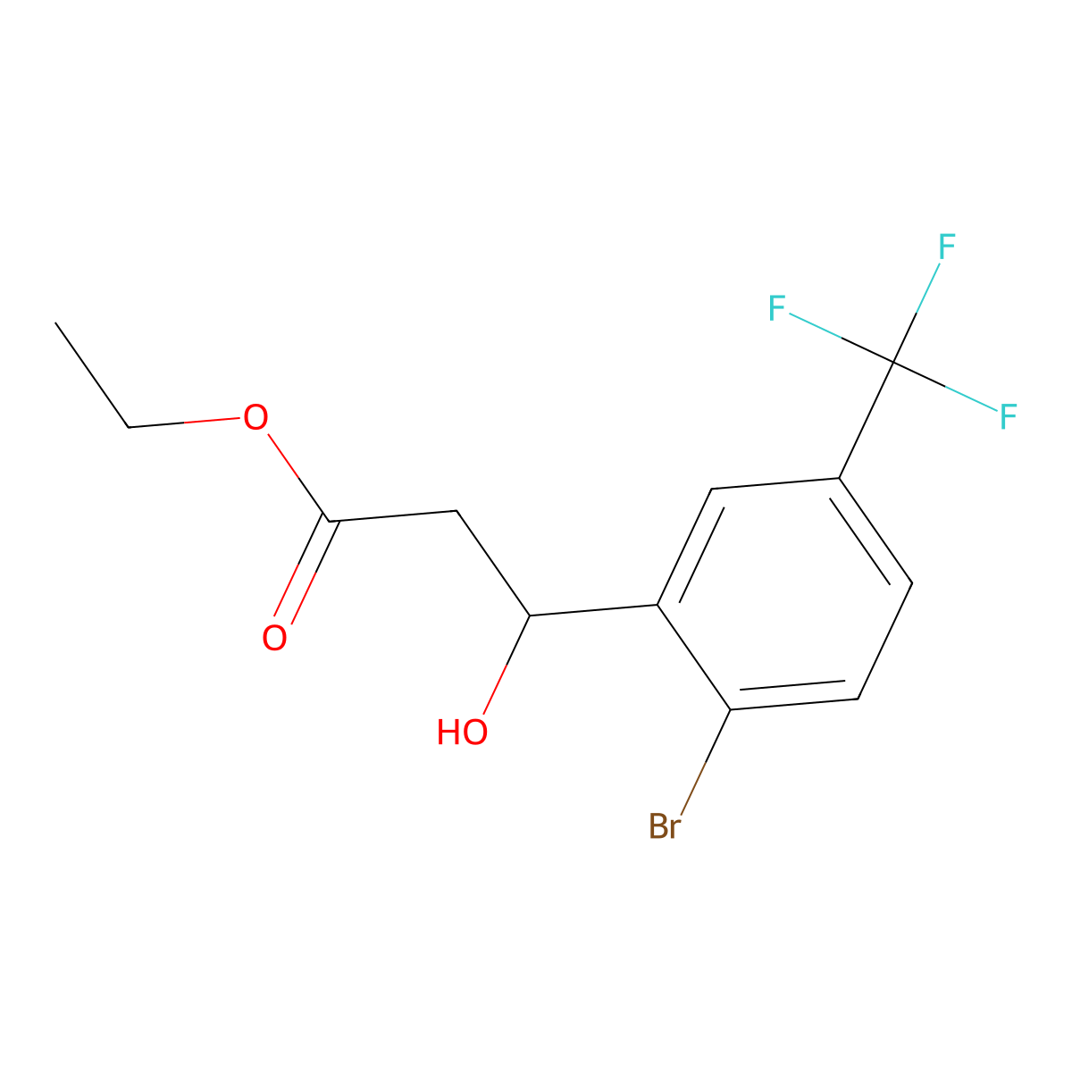 Ethyl 3-(2-bromo-5-(trifluoromethyl)phenyl)-3-hydroxypropanoate molecular structure, CAS 2755721-05-0