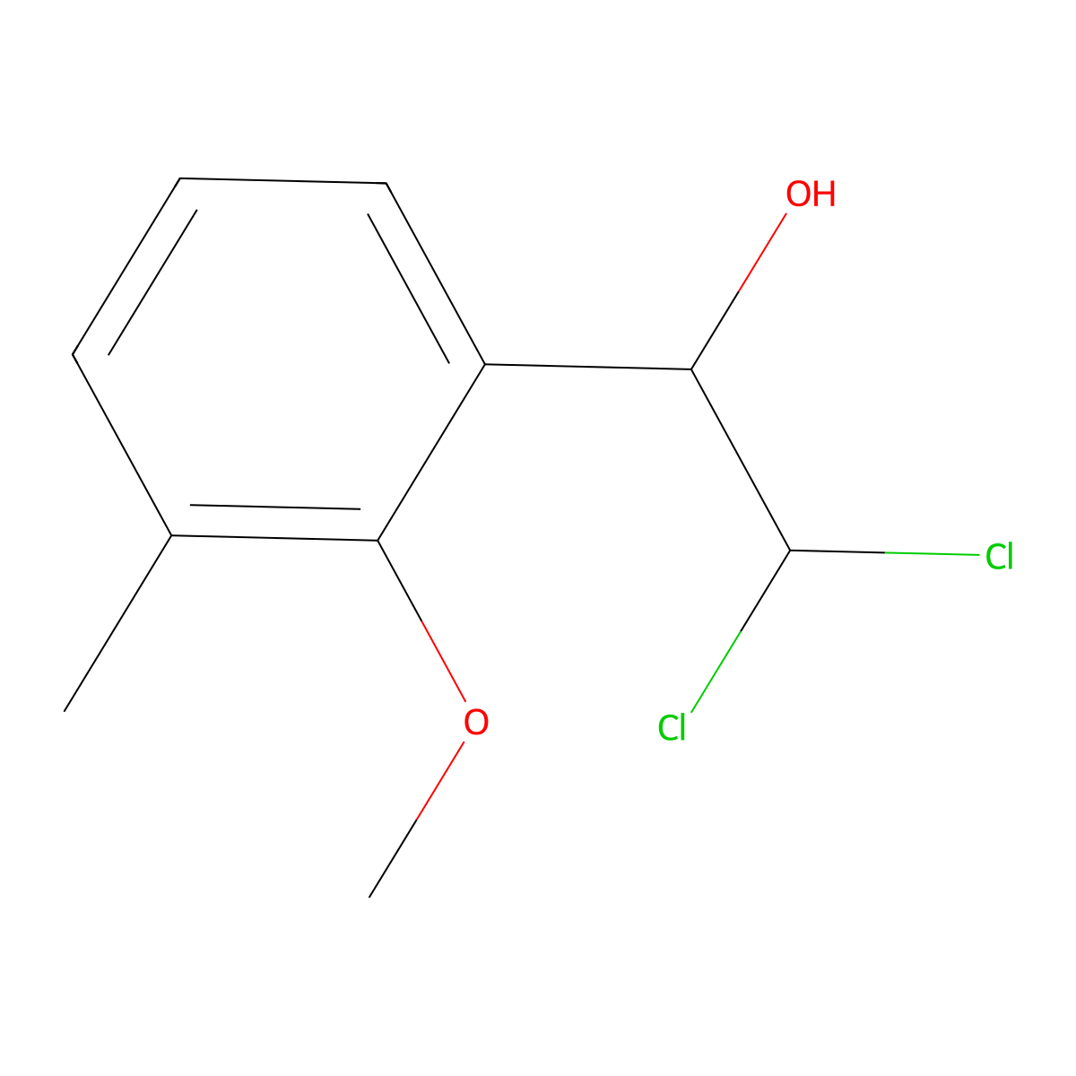 2,2-Dichloro-1-(2-methoxy-3-methylphenyl)ethanol molecular structure, CAS 2755721-25-4