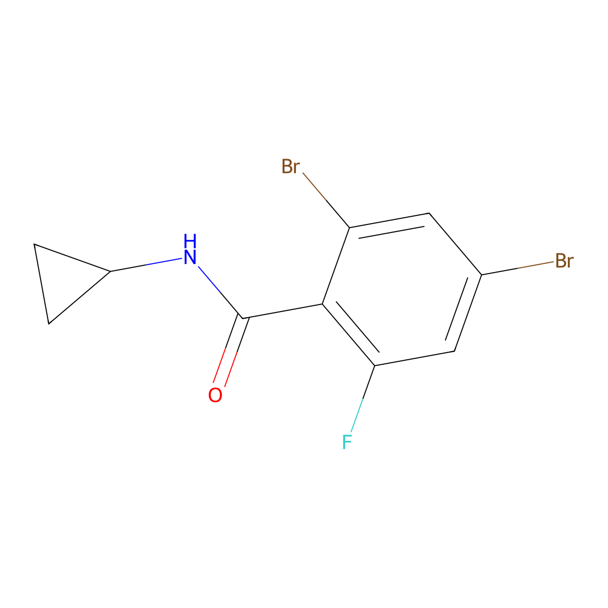 2,4-Dibromo-N-cyclopropyl-6-fluorobenzamide molecular structure, CAS 2755721-35-6