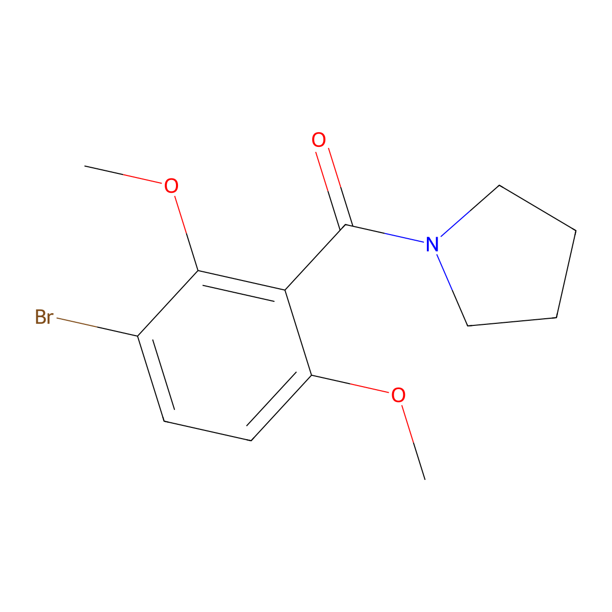 (3-Bromo-2,6-dimethoxyphenyl)(pyrrolidin-1-yl)methanone molecular structure, CAS 2755721-54-9