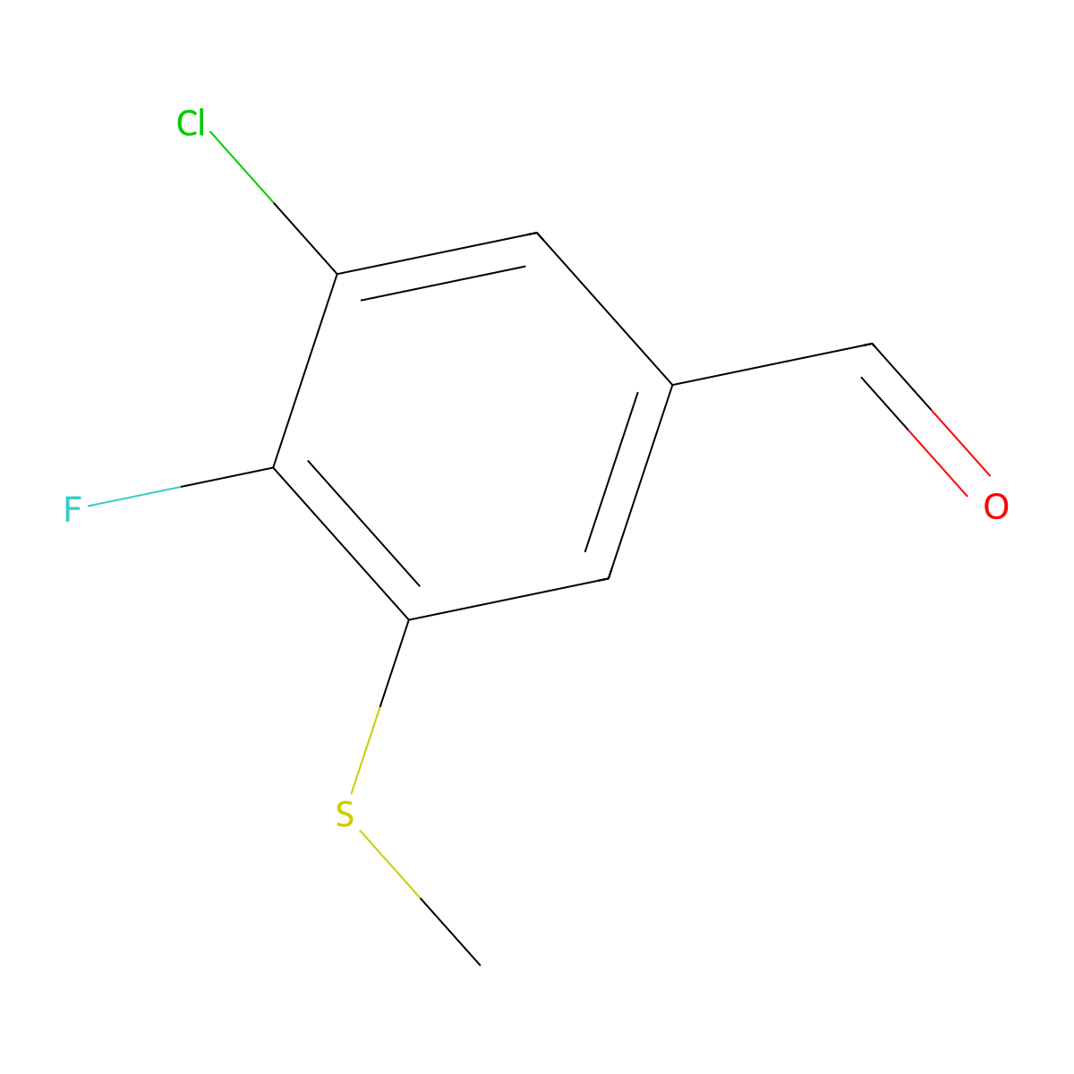 3-Chloro-4-fluoro-5-(methylthio)benzaldehyde molecular structure, CAS 2755721-62-9
