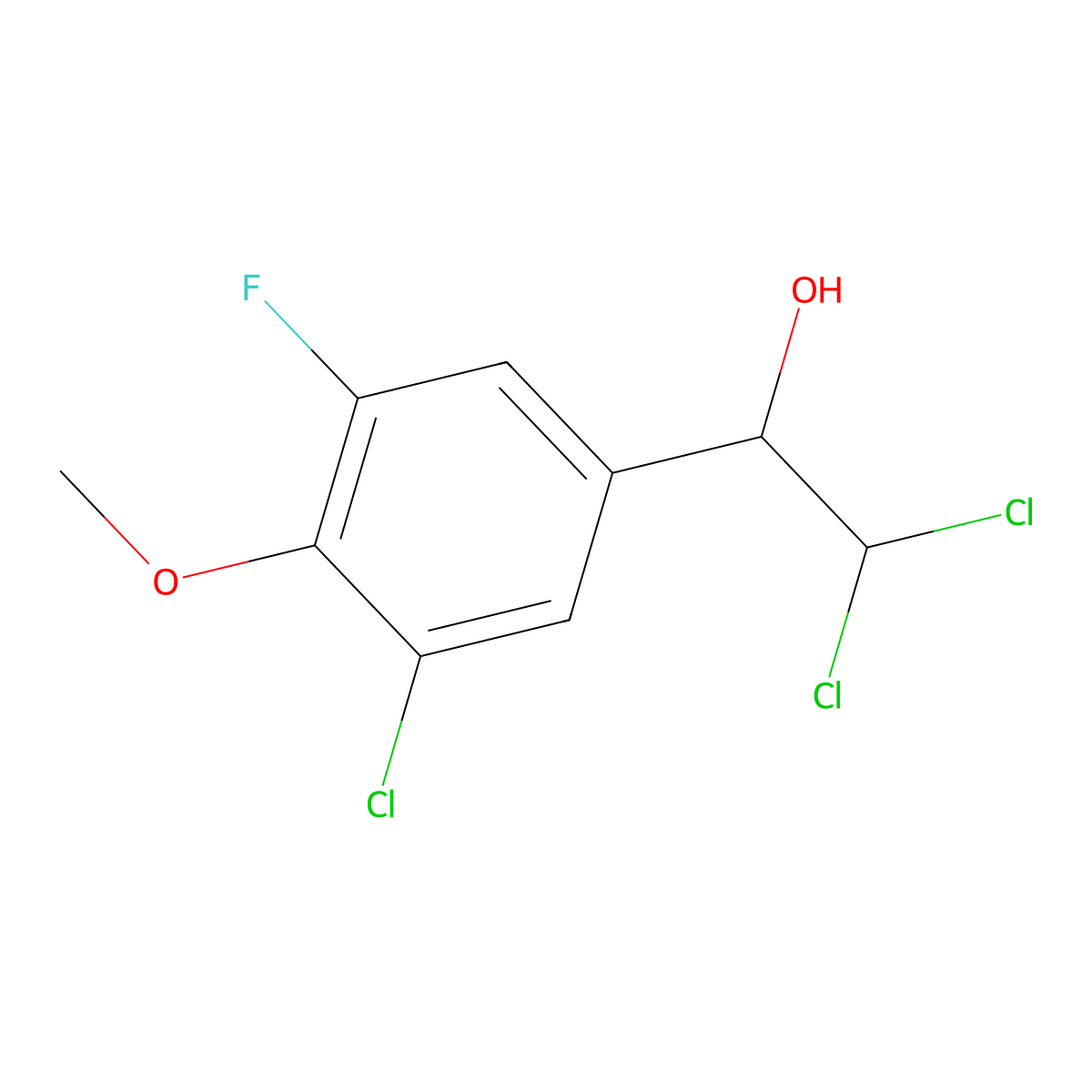 2,2-Dichloro-1-(3-chloro-5-fluoro-4-methoxyphenyl)ethanol molecular structure, CAS 2755721-78-7