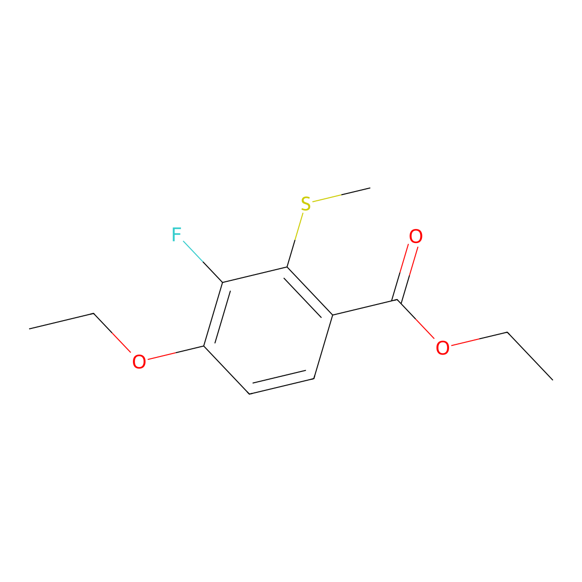 Ethyl 4-ethoxy-3-fluoro-2-(methylthio)benzoate molecular structure, CAS 2755721-80-1