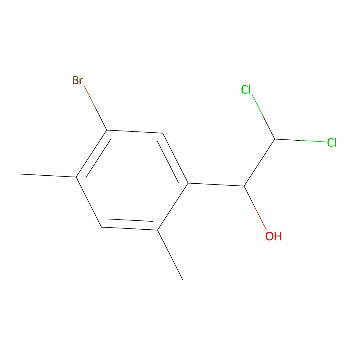 1-(5-Bromo-2,4-dimethylphenyl)-2,2-dichloroethanol molecular structure, CAS 2755721-84-5