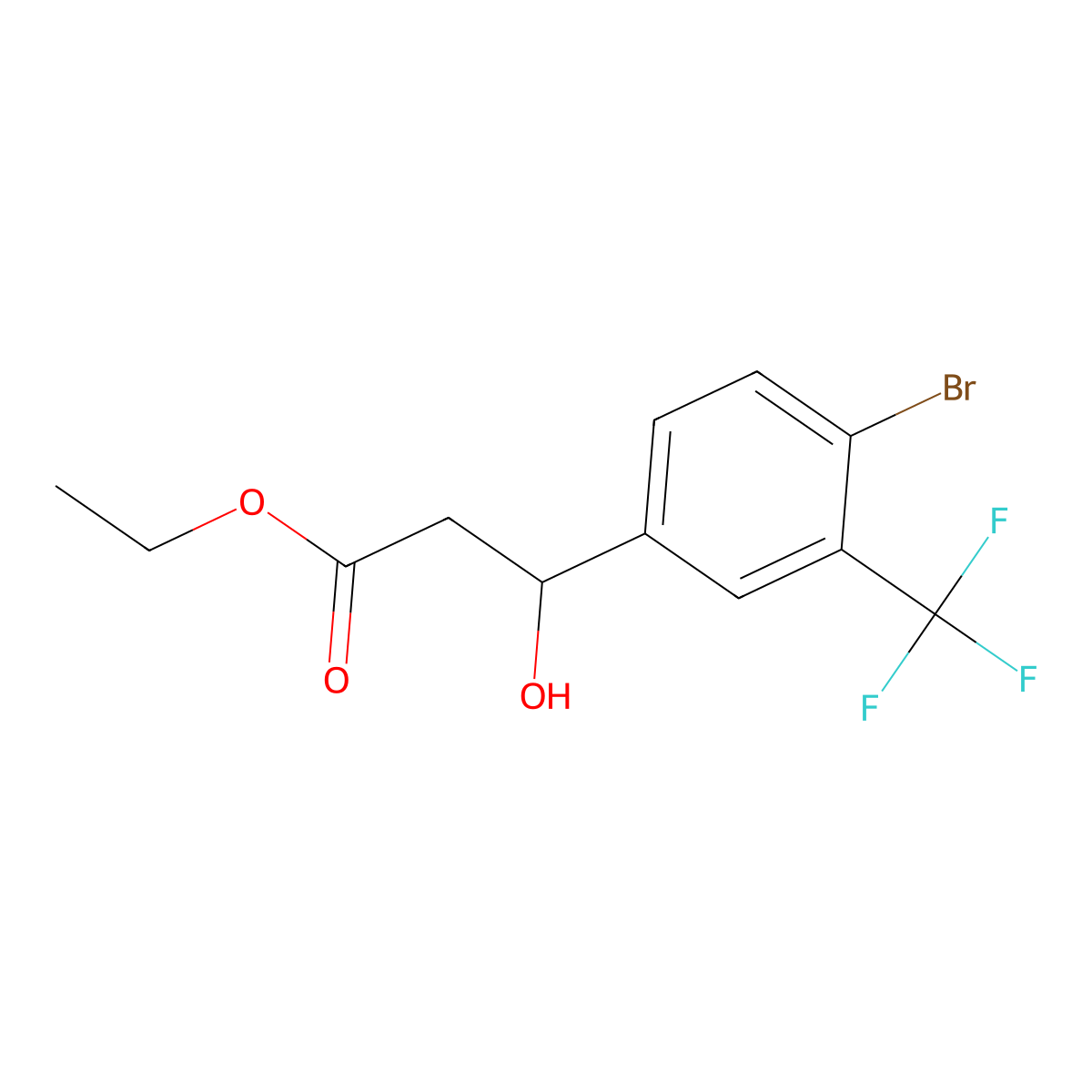 Ethyl 3-(4-bromo-3-(trifluoromethyl)phenyl)-3-hydroxypropanoate molecular structure, CAS 2755722-38-2