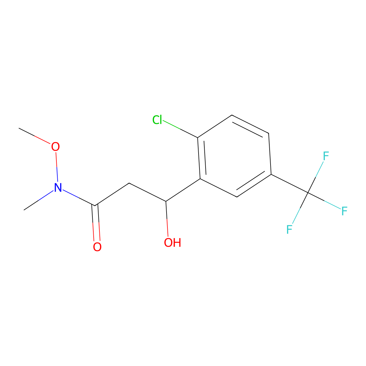 3-(2-Chloro-5-(trifluoromethyl)phenyl)-3-hydroxy-N-methoxy-N-methylpropanamide molecular structure, CAS 2755722-47-3
