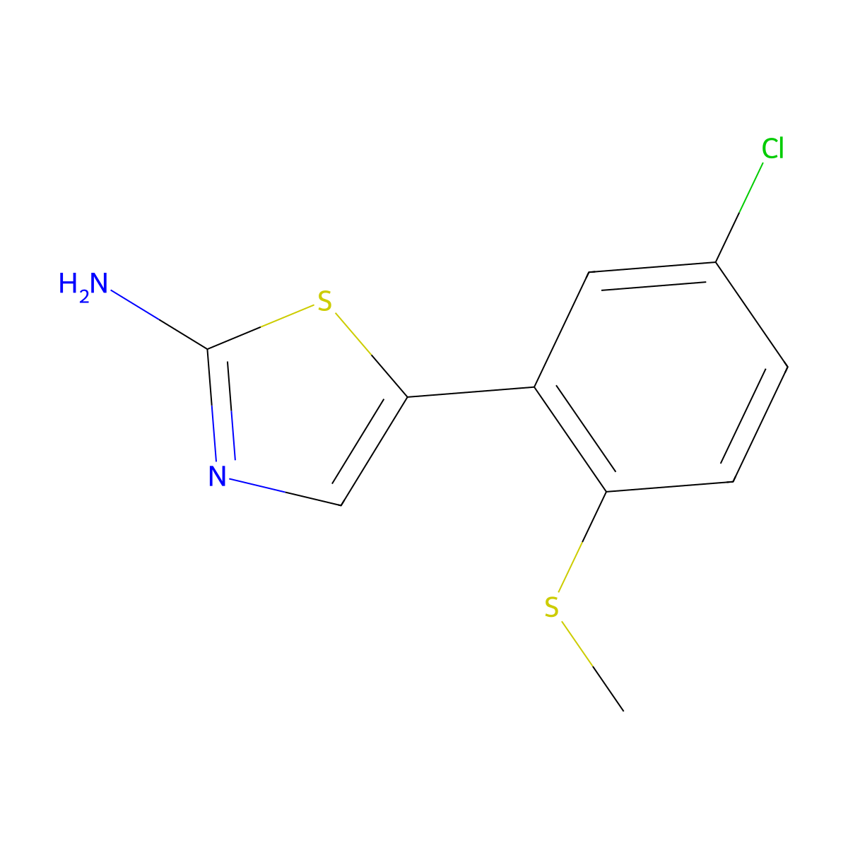 5-(5-Chloro-2-(methylthio)phenyl)thiazol-2-amine molecular structure, CAS 2755722-49-5