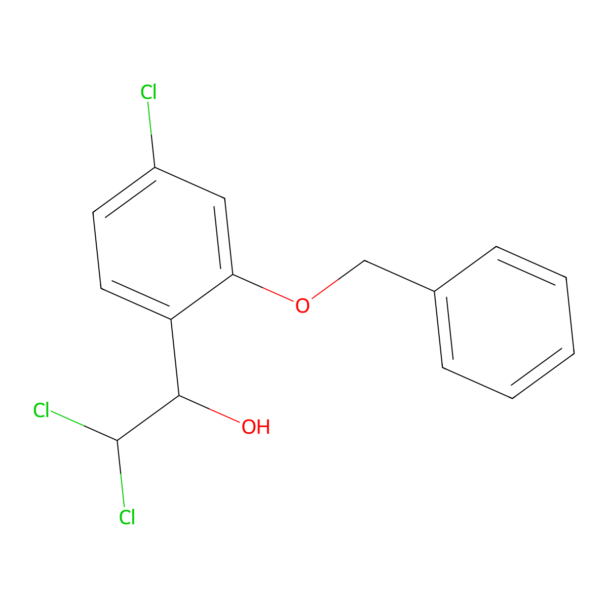 1-(2-(Benzyloxy)-4-chlorophenyl)-2,2-dichloroethanol molecular structure, CAS 2755722-51-9