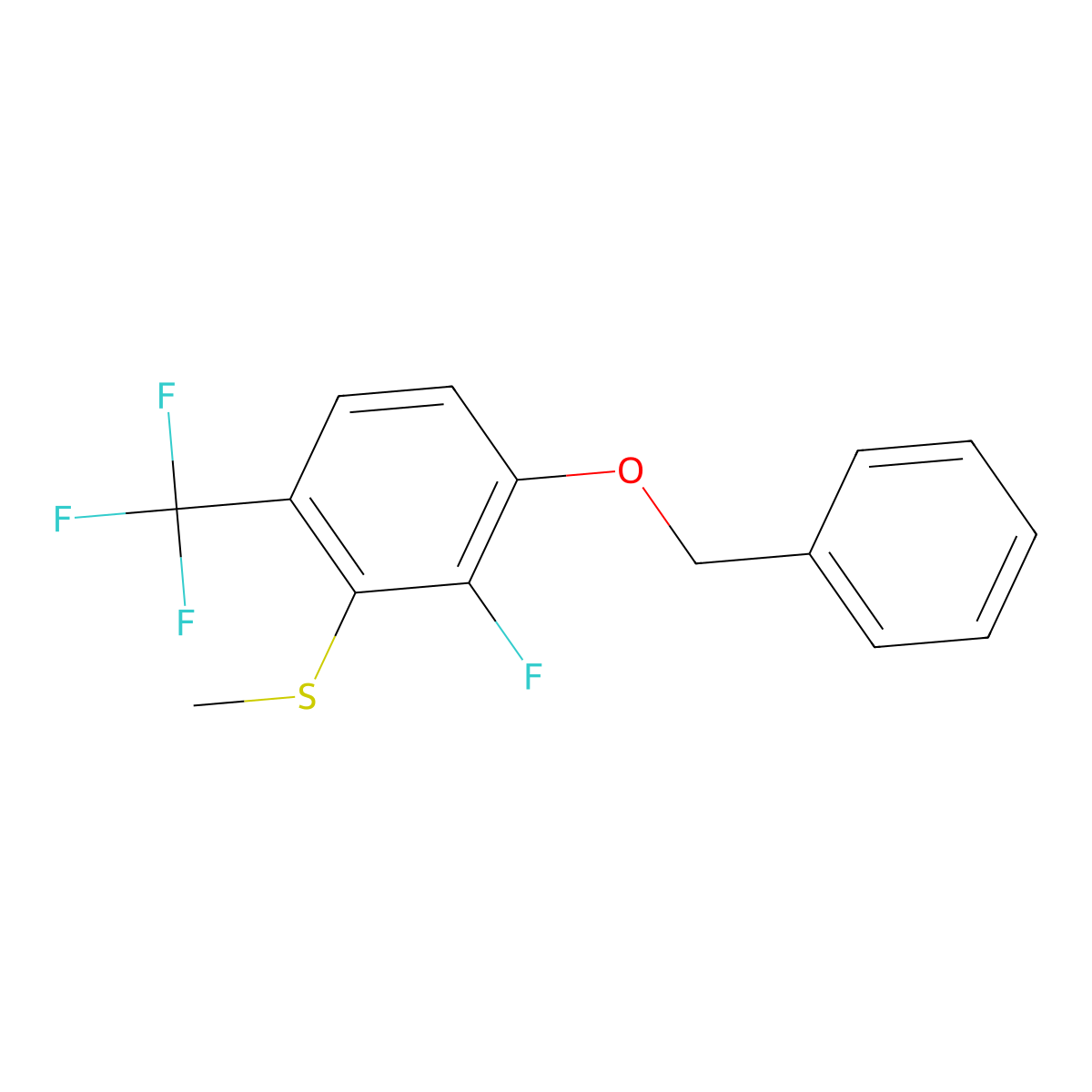 (3-(Benzyloxy)-2-fluoro-6-(trifluoromethyl)phenyl)(methyl)sulfane molecular structure, CAS 2755722-63-3