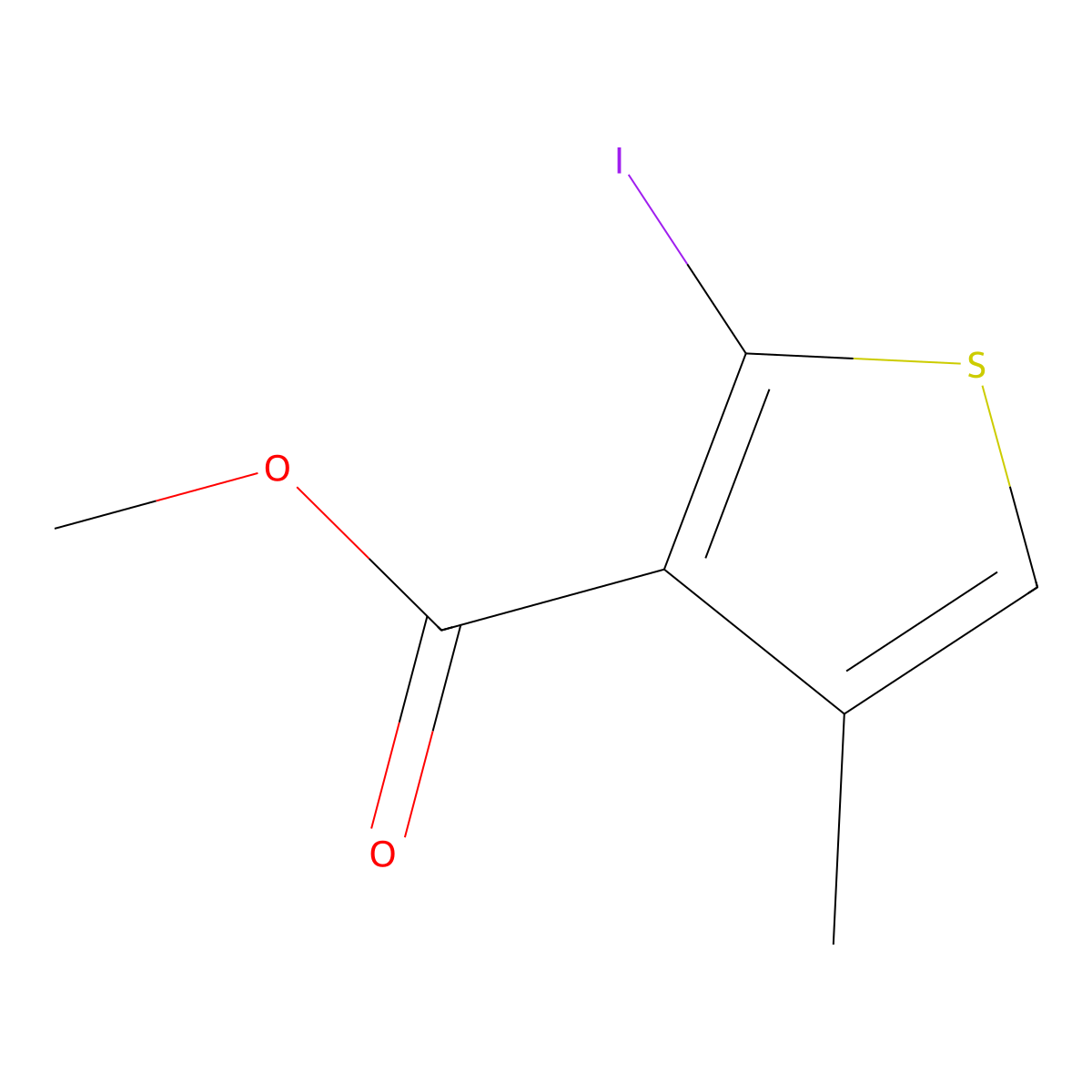 Methyl 2-iodo-4-methylthiophene-3-carboxylate molecular structure, CAS 2755722-77-9