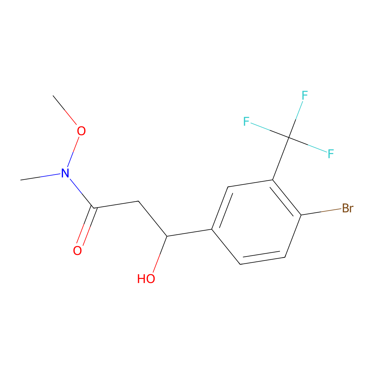 3-(4-Bromo-3-(trifluoromethyl)phenyl)-3-hydroxy-N-methoxy-N-methylpropanamide molecular structure, CAS 2755722-79-1