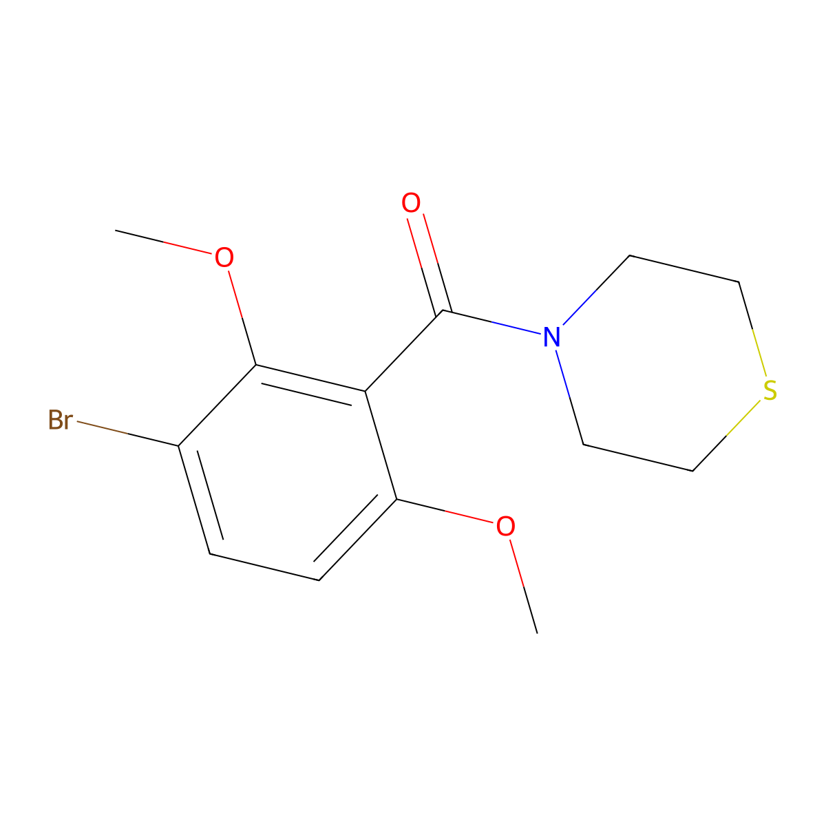 (3-Bromo-2,6-dimethoxyphenyl)(thiomorpholino)methanone molecular structure, CAS 2755722-81-5
