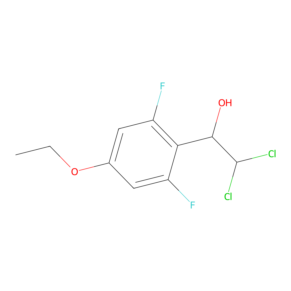 2,2-Dichloro-1-(4-ethoxy-2,6-difluorophenyl)ethanol molecular structure, CAS 2755722-86-0