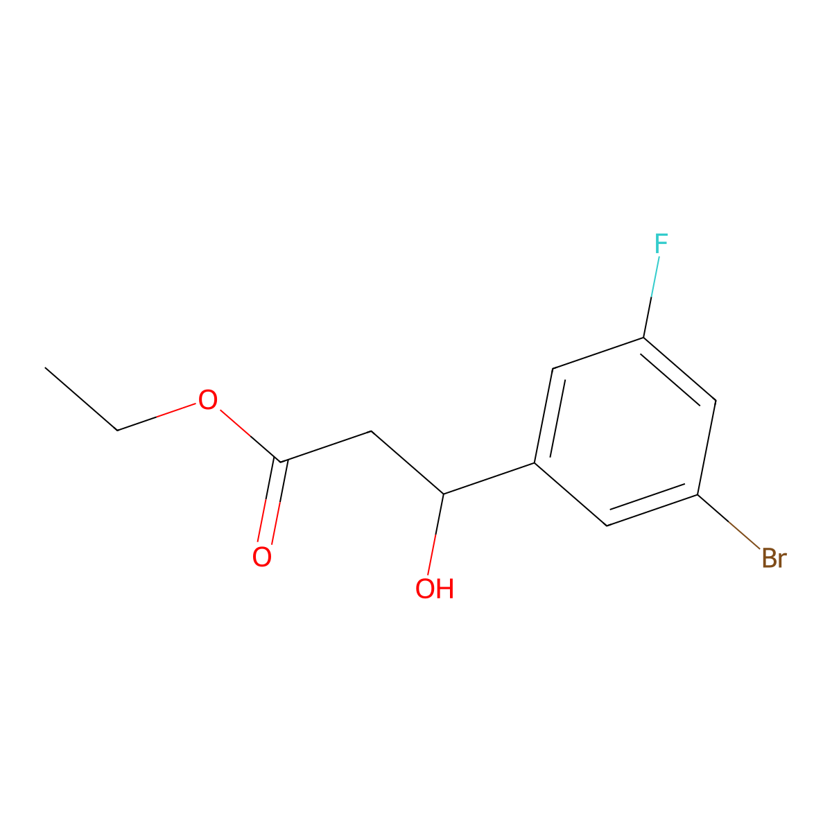 Ethyl 3-(3-bromo-5-fluorophenyl)-3-hydroxypropanoate molecular structure, CAS 2755722-87-1