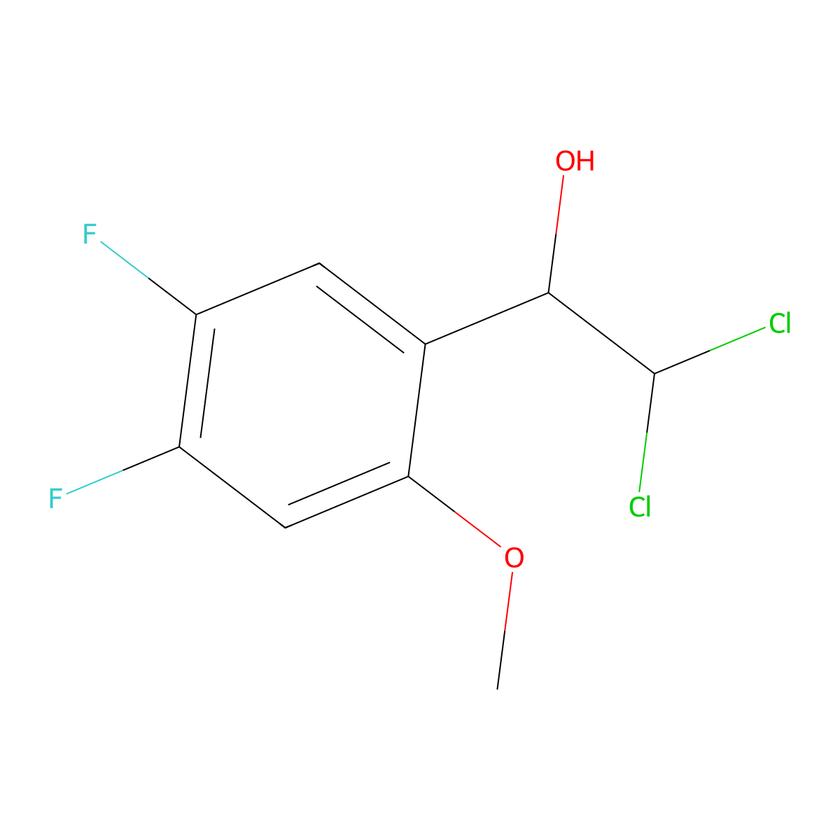 2,2-Dichloro-1-(4,5-difluoro-2-methoxyphenyl)ethanol molecular structure, CAS 2755722-89-3