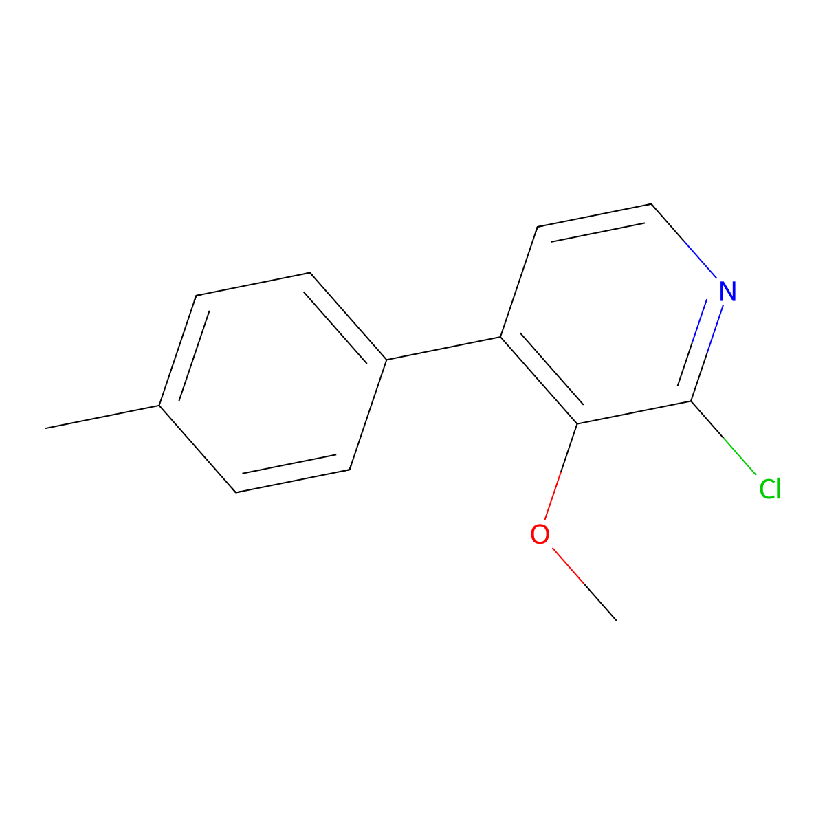 2-Chloro-3-methoxy-4-(p-tolyl)pyridine molecular structure, CAS 2755722-95-1