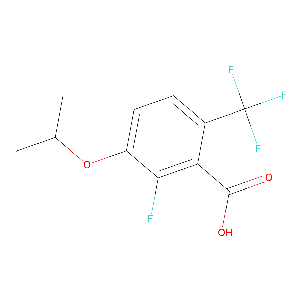 2-Fluoro-3-isopropoxy-6-(trifluoromethyl)benzoic acid molecular structure, CAS 2755723-11-4